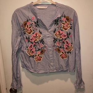 Zara embroidered button down